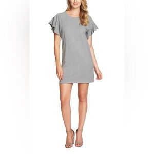 1STATE Medium Gray Ruffle Sleeve Sweatshirt Dress